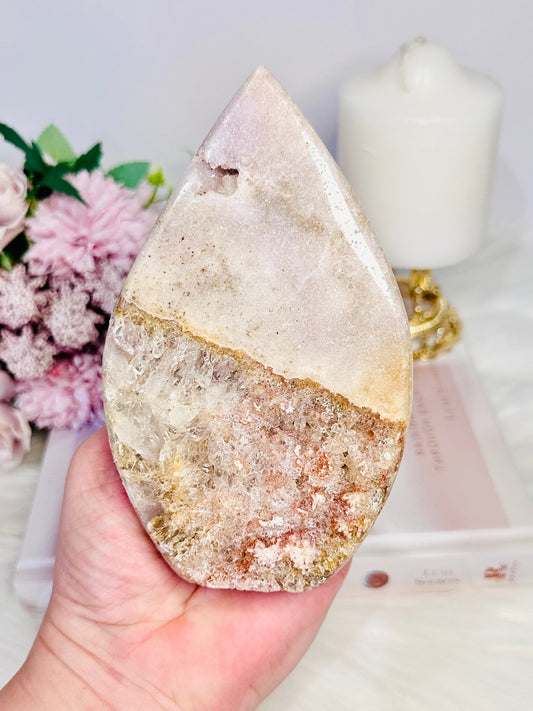 Large Pink Amethyst Druzy Carved Flame | Freeform From Brazil 564grams 15cm