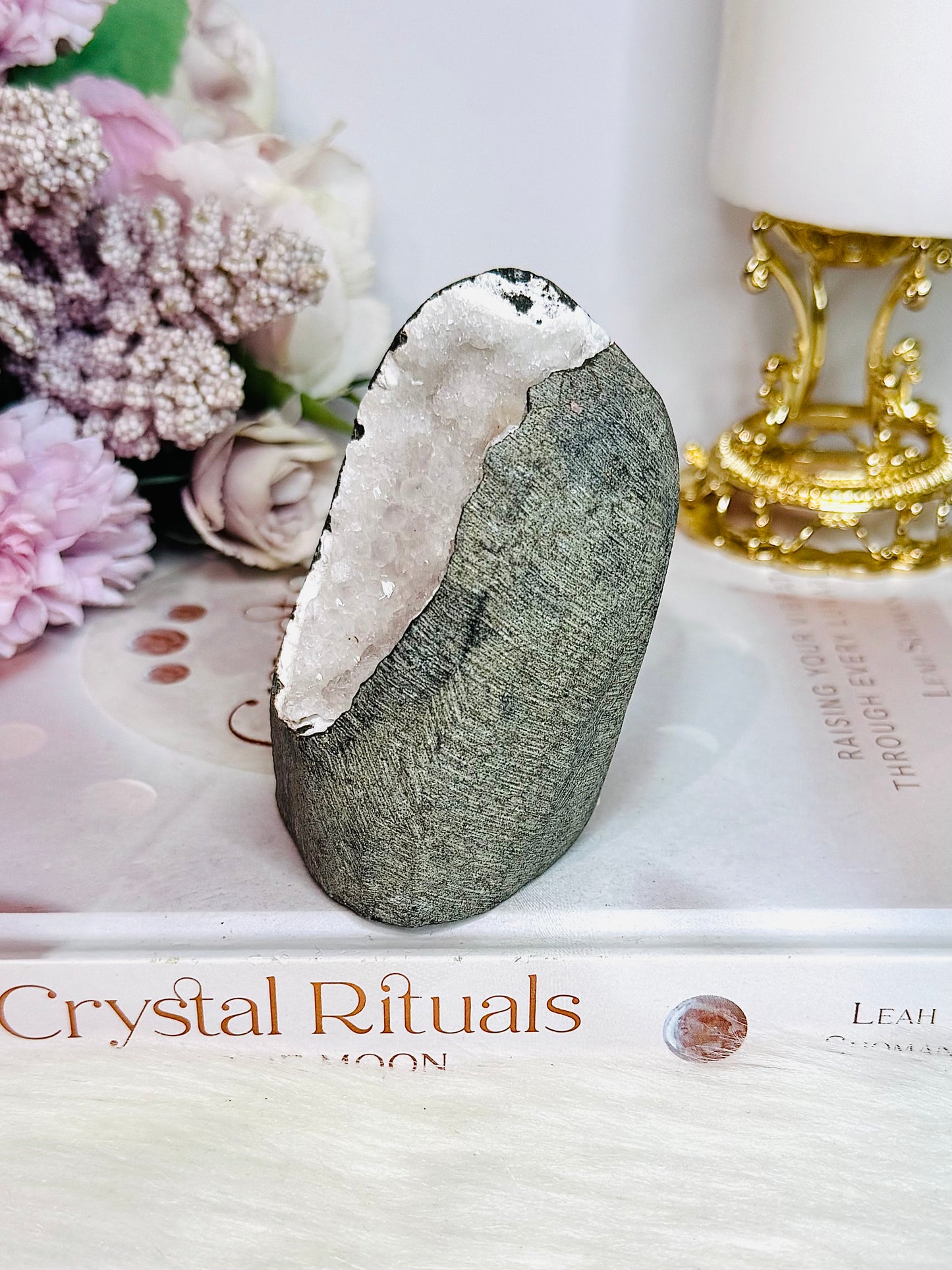 Natural Amethyst & Apophyllite In Basalt Freeform 273grams
