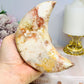Large Chunky Pink Amethyst Carved Druzy Moon On Stand 12.5cm 471g