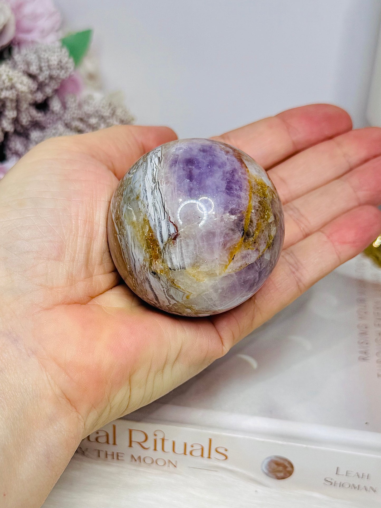 Crazy Lace Amethyst Sphere on Stand 201g