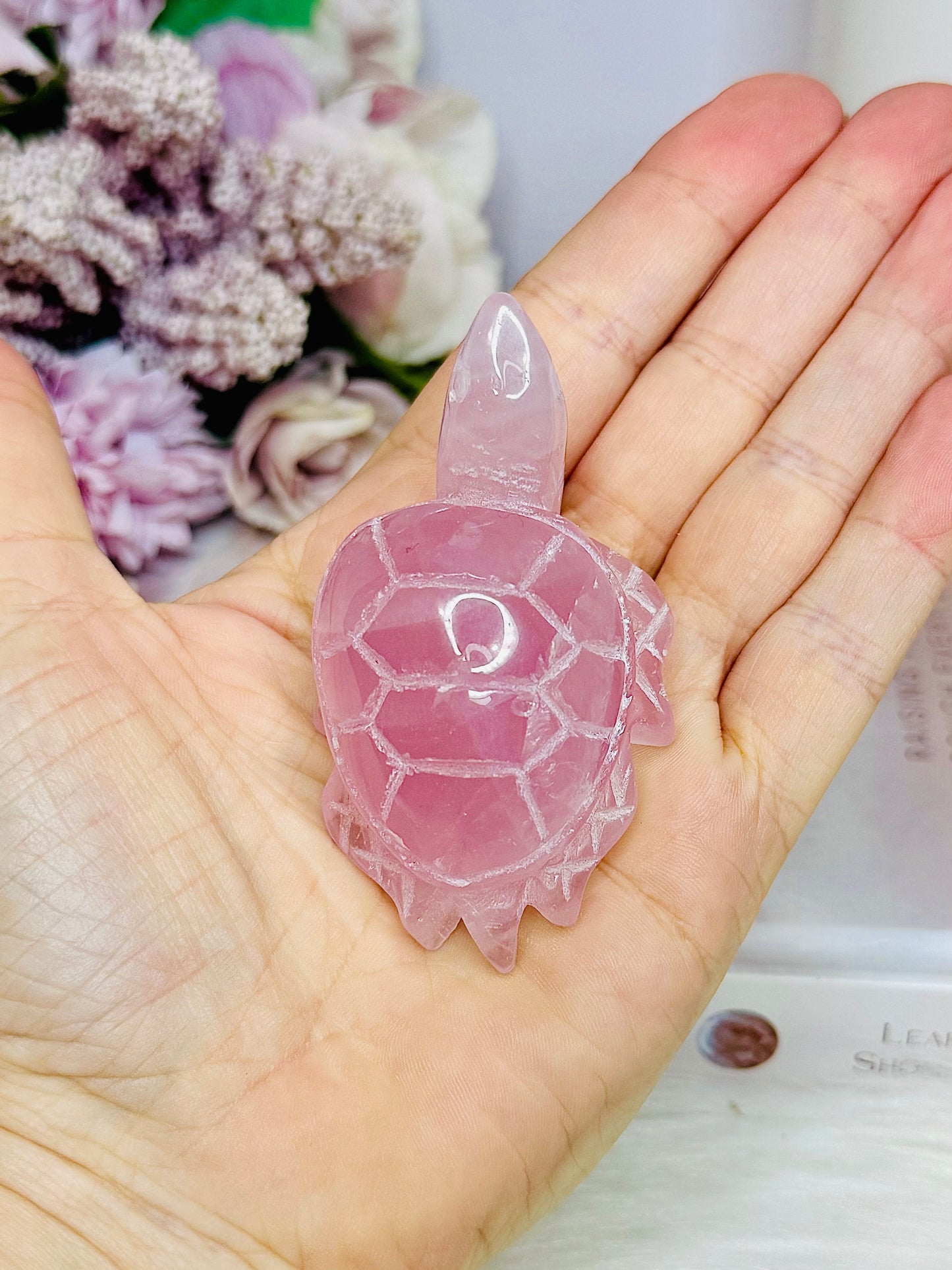 Rose Quartz Carved Turtle 7.5cm