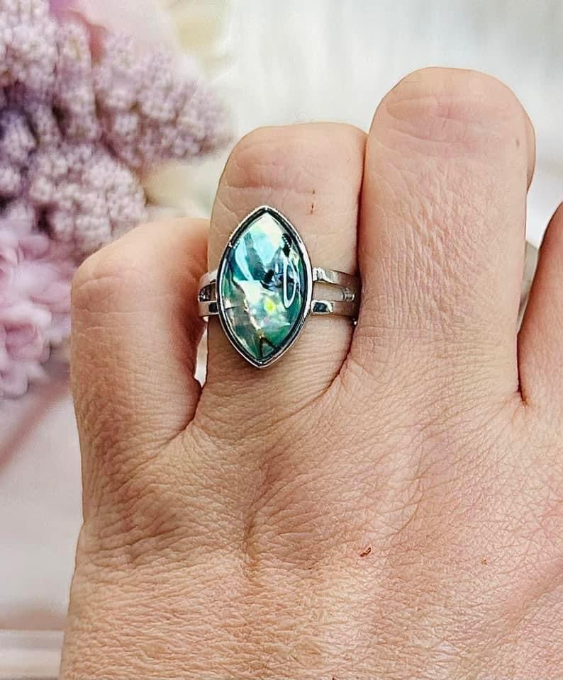 Absolutely Stunning Adjustable Abalone Shell Ring in Gift Bag