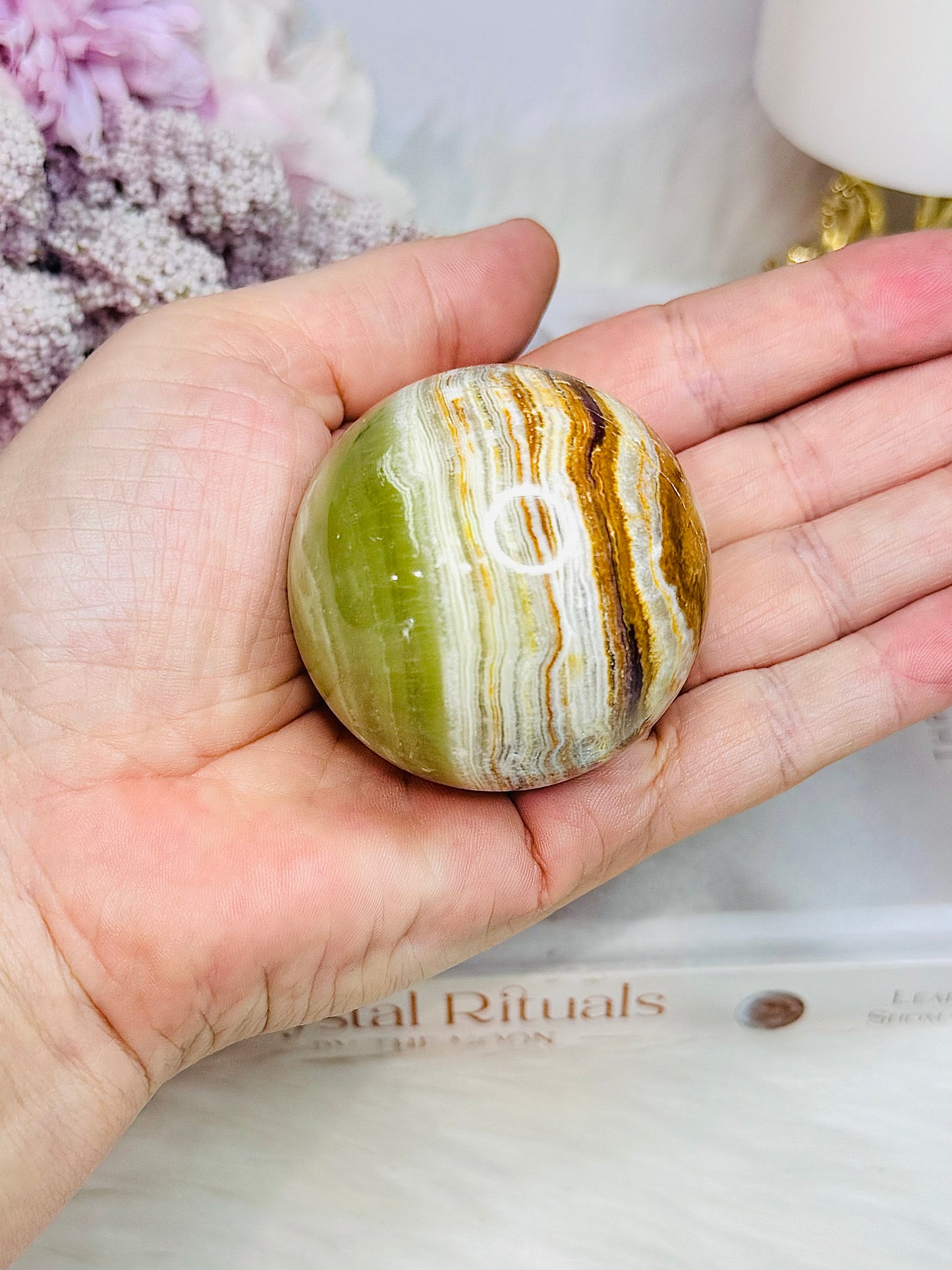 Green Onyx Sphere 5cm On Stand