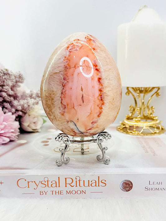 Precious Large 659gram Carnelian Egg On Stand