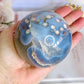 Rare & Incredible Large Green & Blue Flower Agate Sphere On Stand 671grams