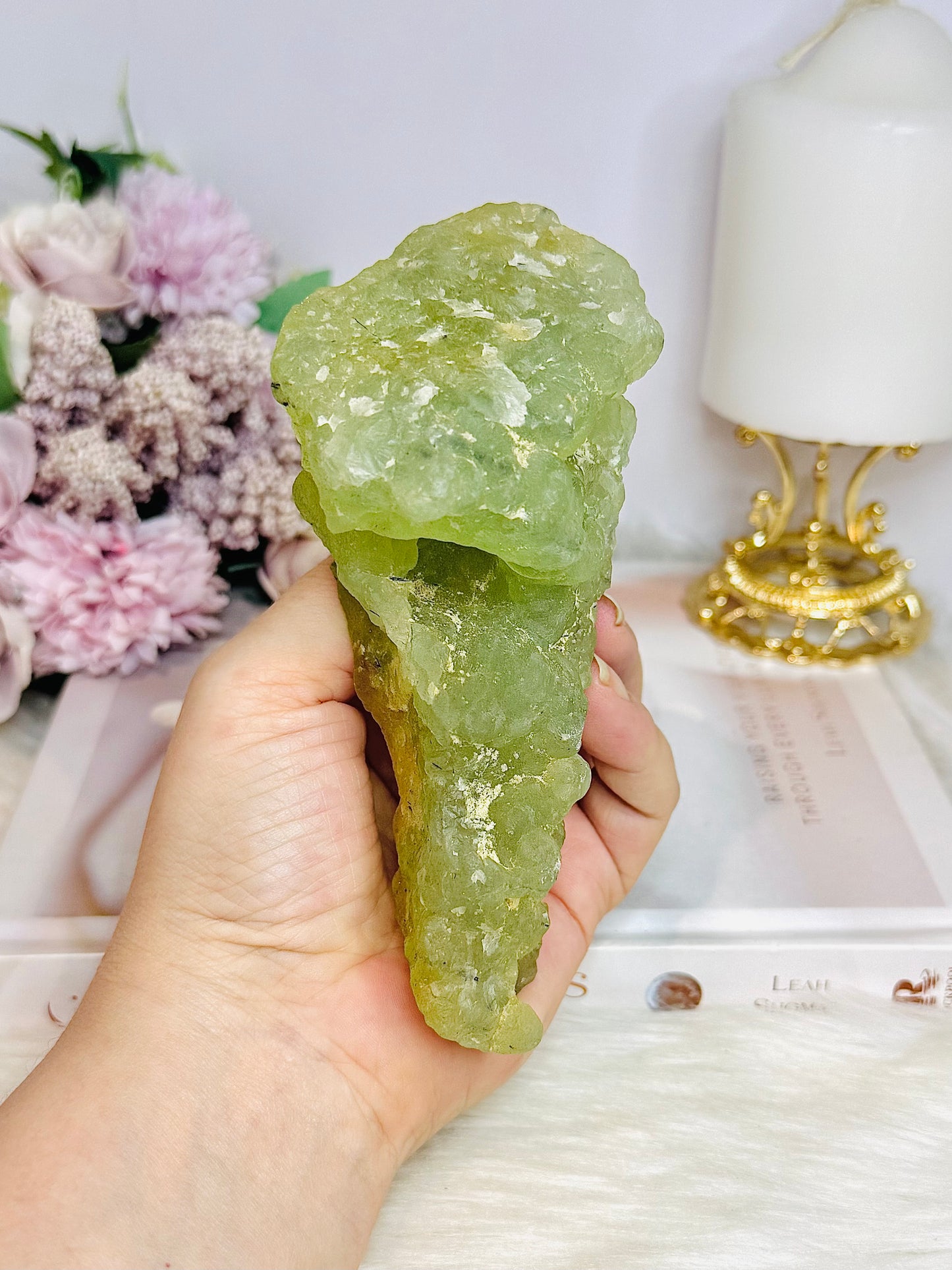 Large Natural Prehnite Freeform Specimen 14cm 379g
