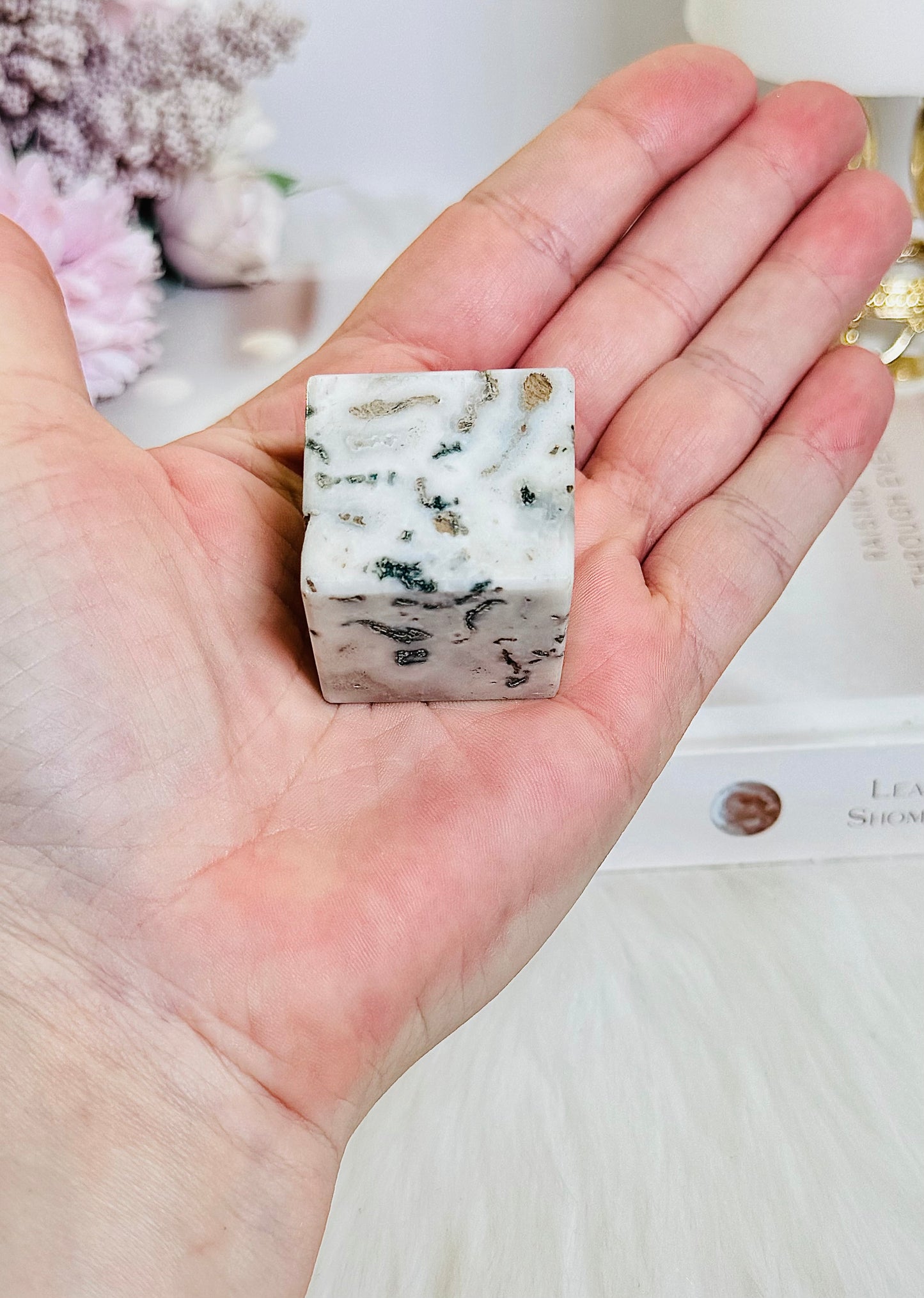 Small Moss Agate Cube