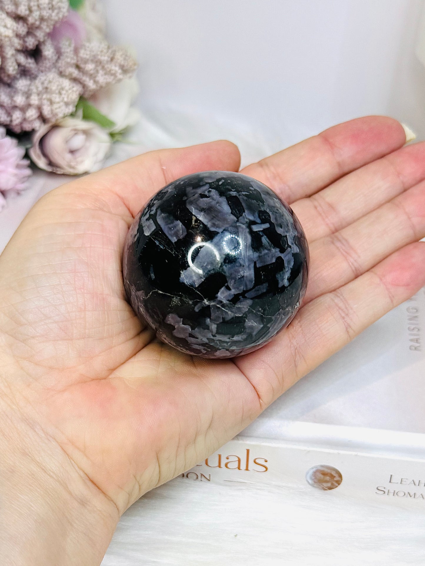 Mystic Merlinite | Indigo Gabbro Sphere On Stand 221g