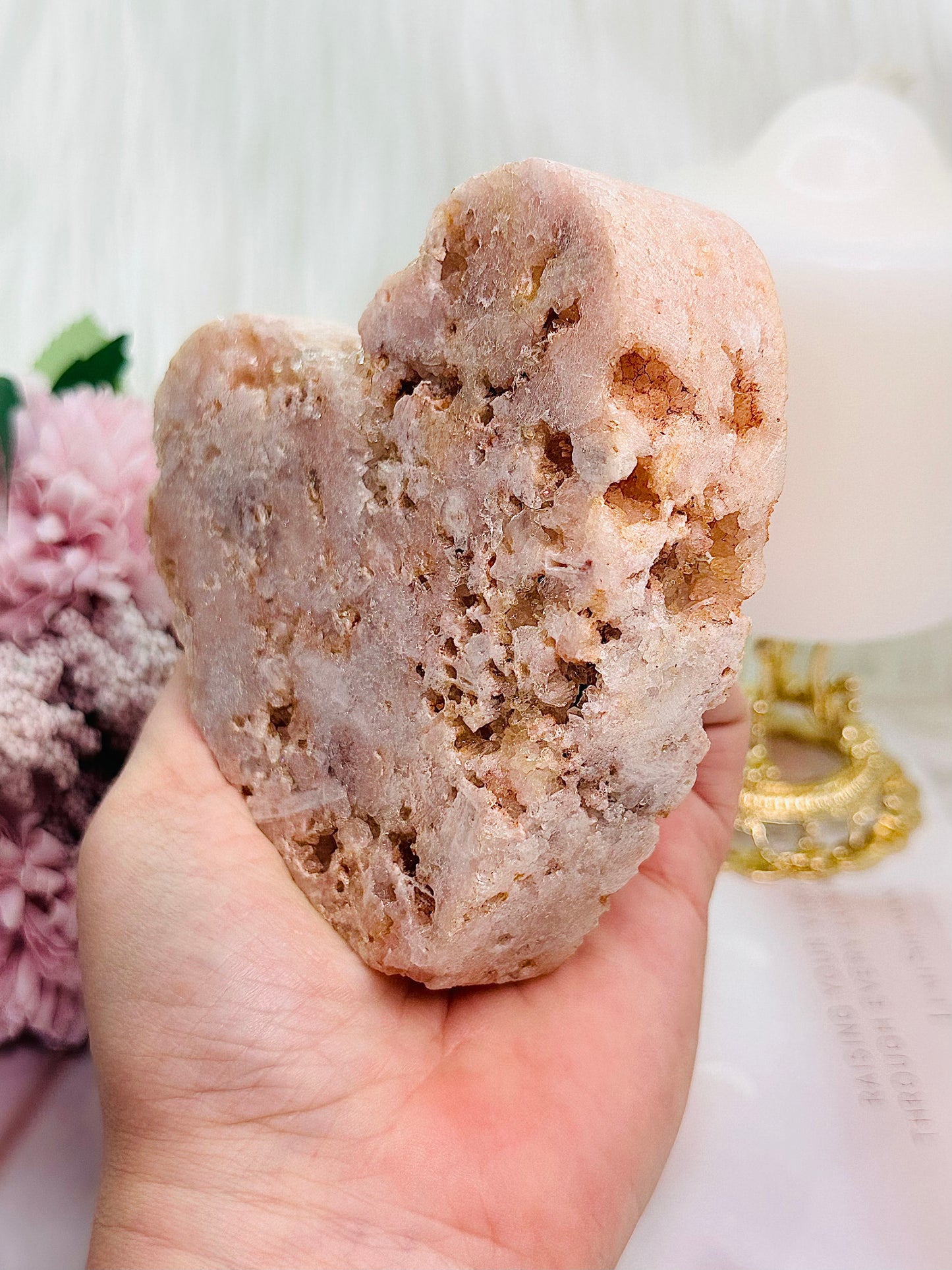 Gorgeous Large 478Gram Thick Chunky Pink Amethyst Druzy Heart From Stand ~ Truly Stunning Piece