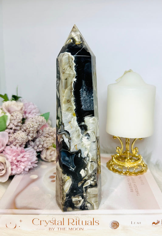 Large Volvano Agate Tower (UV Reactive) 22cm