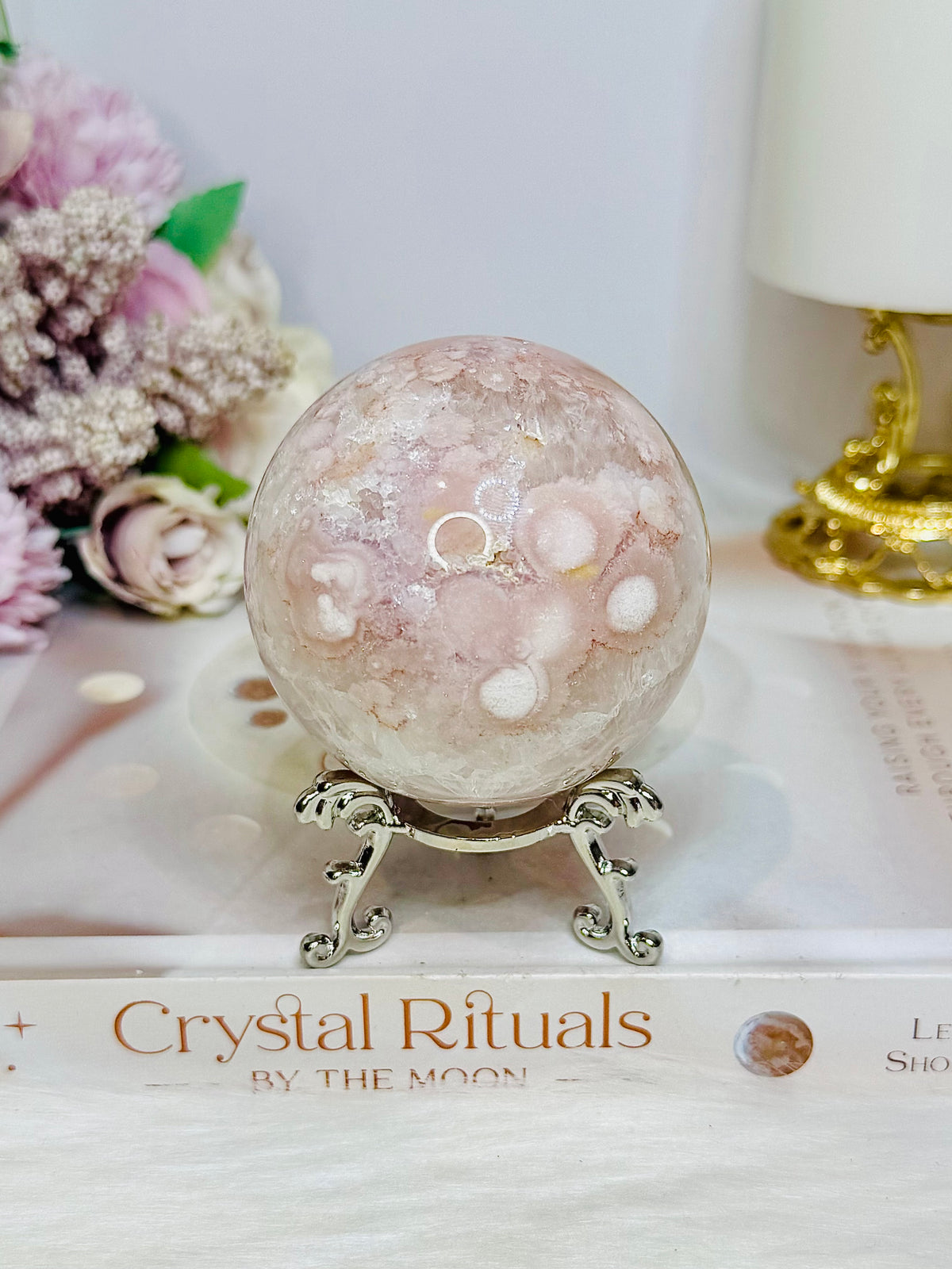 Pink Amethyst Druzy Sphere on Stand 362g