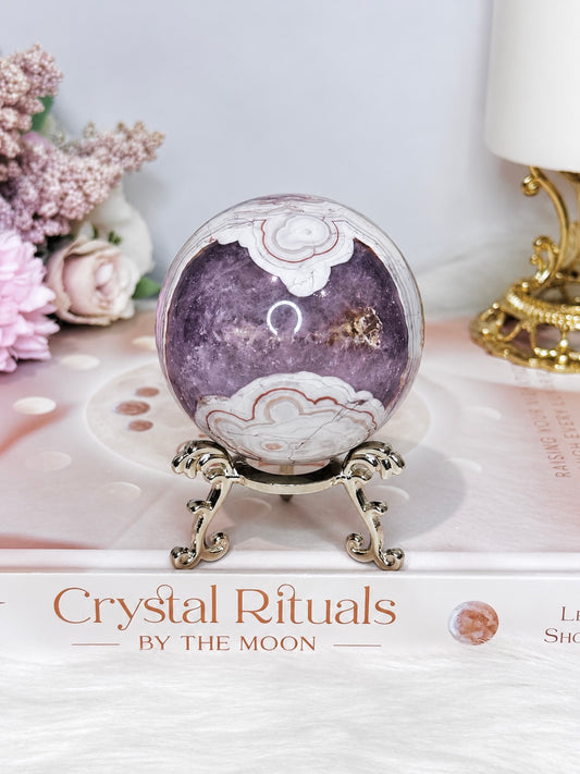 Crazy Lace Amethyst Sphere on Stand 274g
