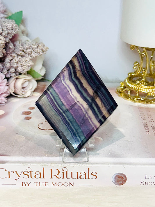 Rainbow Fluorite Diamond on Stand 9cm