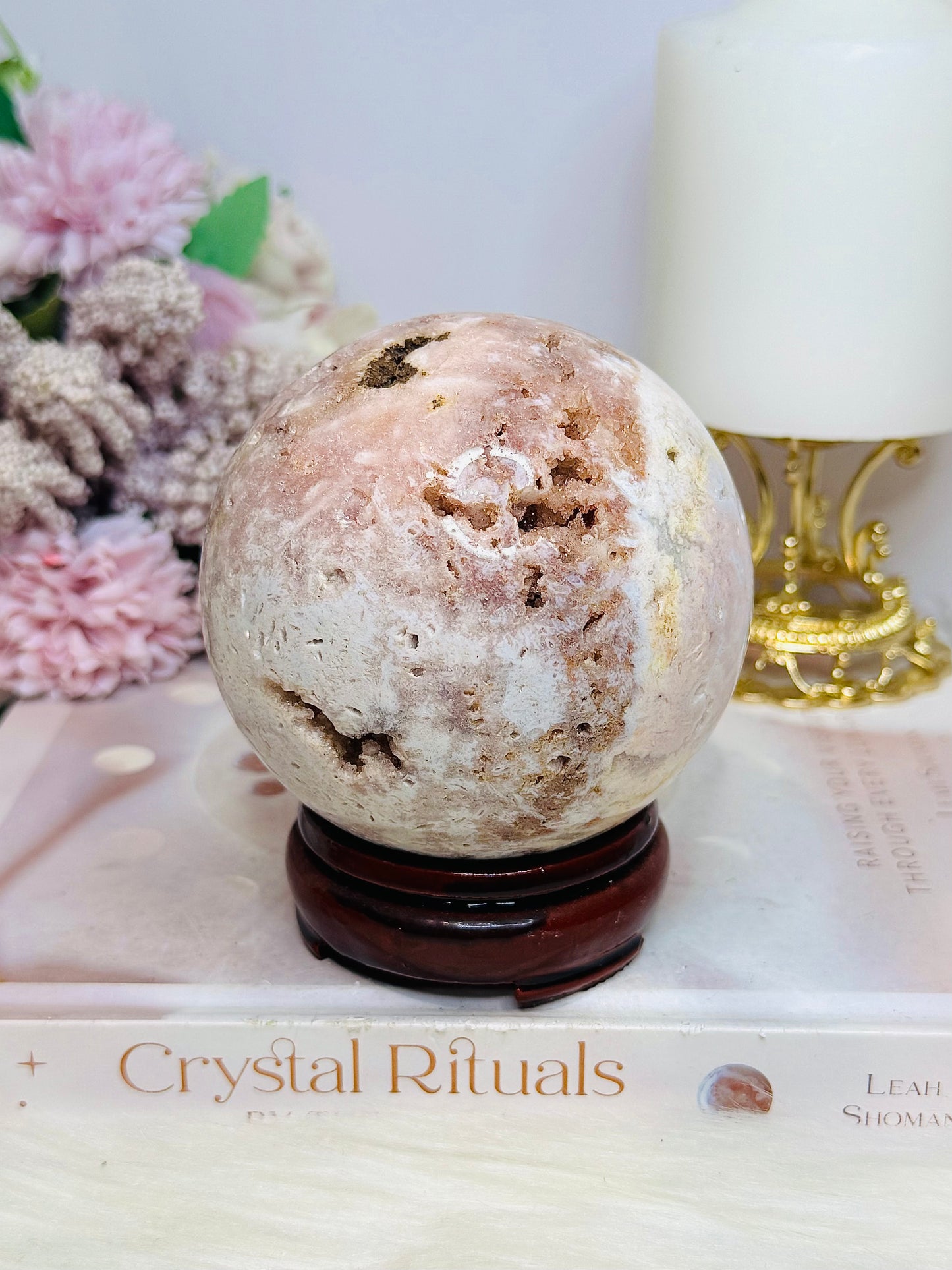 Large Pink Amethyst Druzy Sphere on Stand 816cm