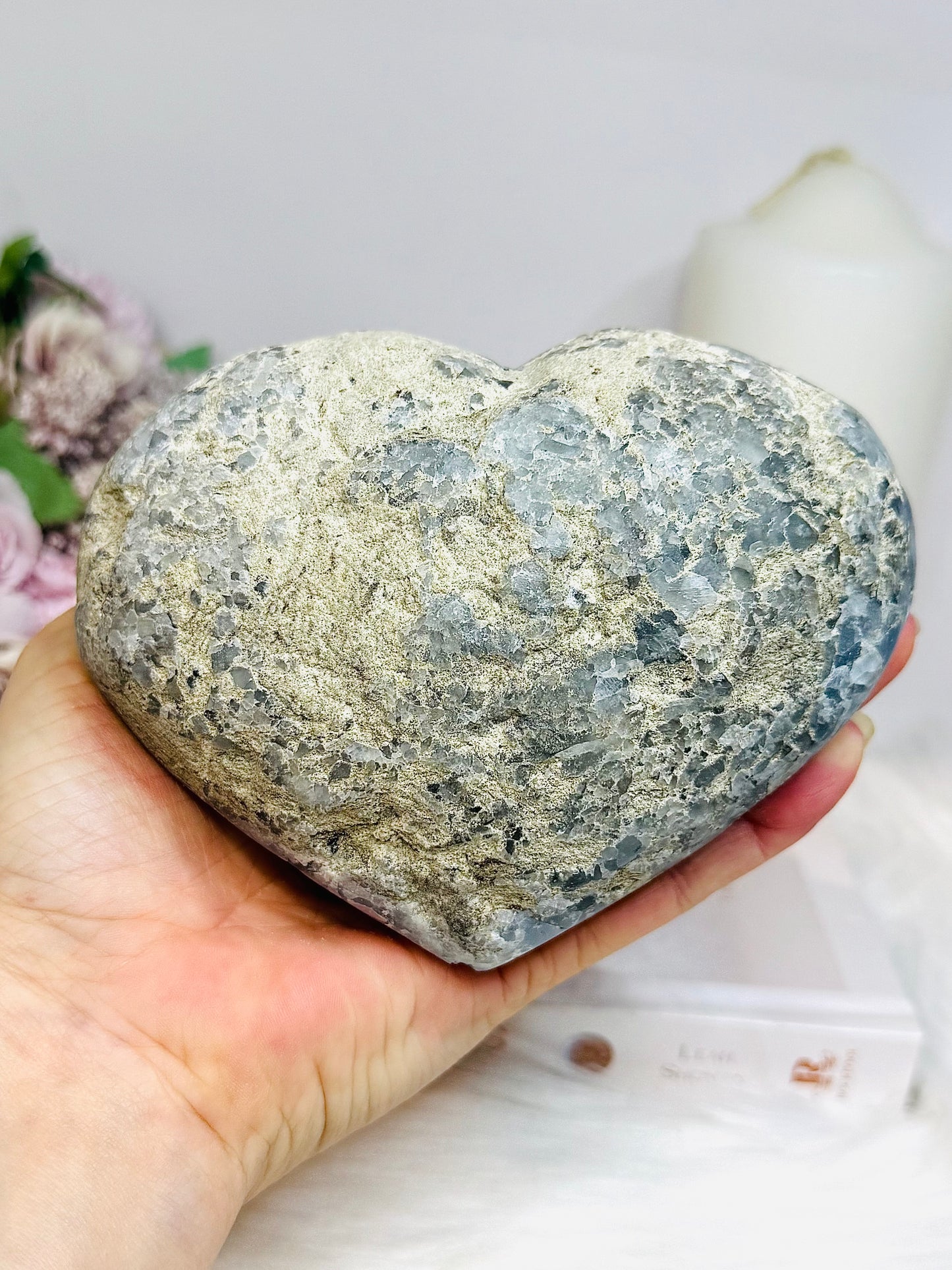Deep Blue Large Chunky Celestite Heart 13cm 1.3KG