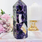 Large 16cm Chunky 865gram Purple Root Fluorite Tower