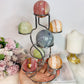 Colourful Large Silver Holder with Seven 7 Dyed Onyx Spheres