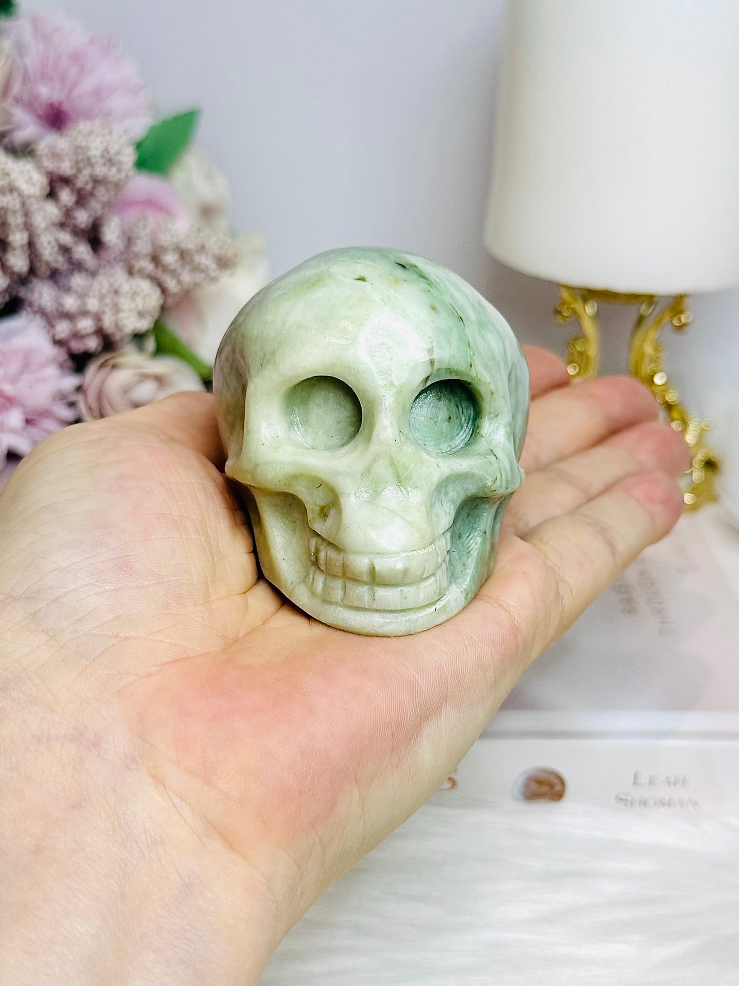 Green Jade Skull 270g 7cm