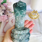 Moss Agate Large Carved Snake | Cobra 16cm