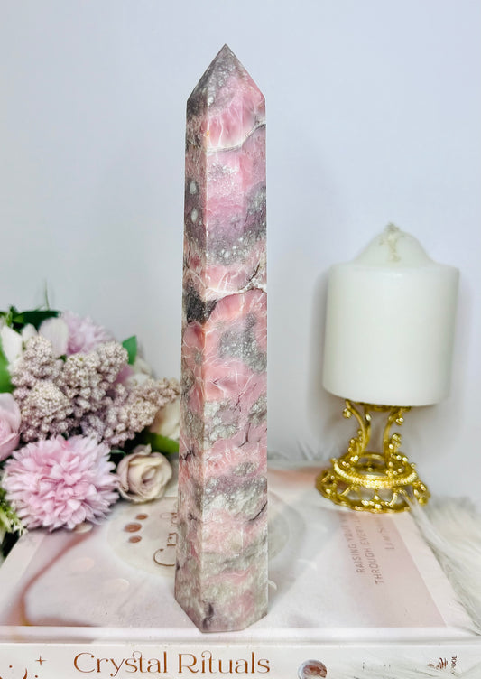 Natural Pink Opal Tall Tower 22.5cm