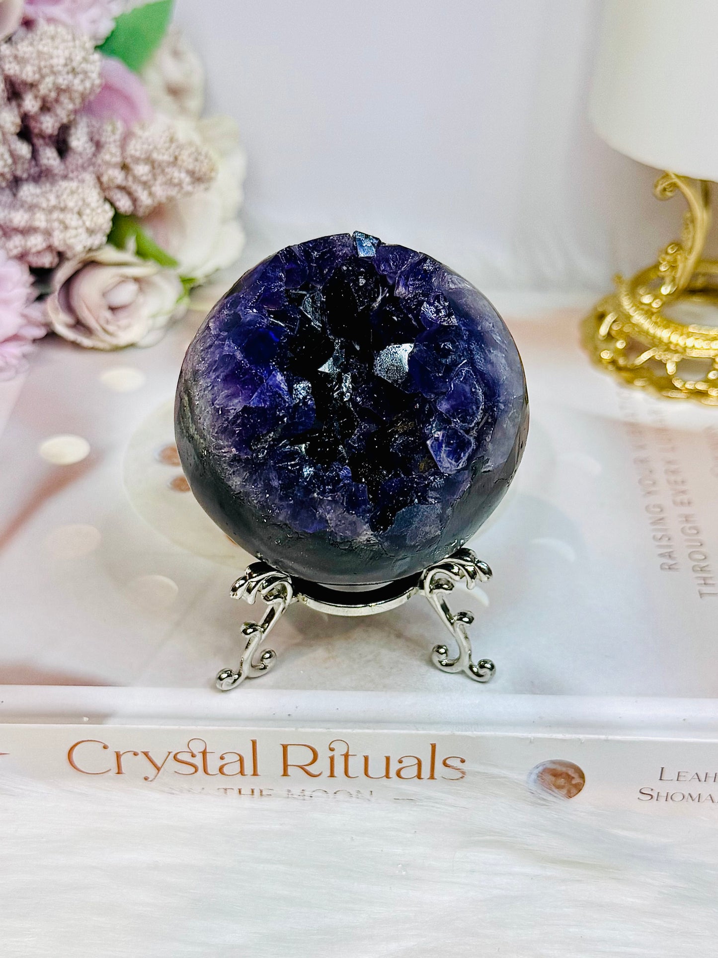 Large Druzy Amethyst Sphere on Stand 306g