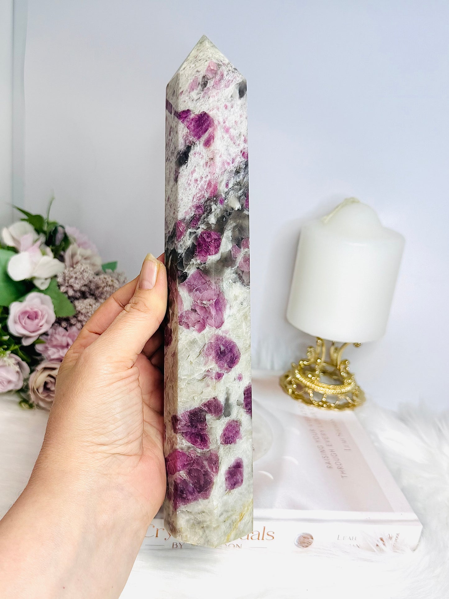 Large Pink Tourmaline Tower 25cm
