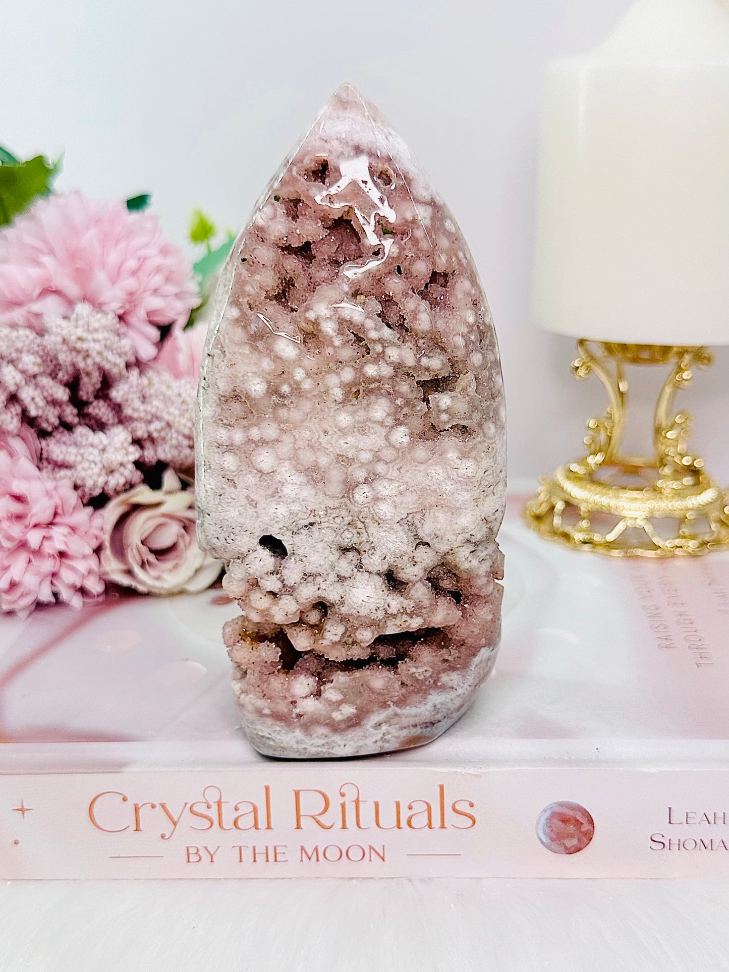 Classy & Fabulous Rare Combination Of Pink Amethyst & Flower Agate Large Druzy Freeform From Brazil 13.5cm 458grams