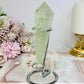 Prasiolite | Green Amethyst Wand Tower on Stand 15cm (inc stand)