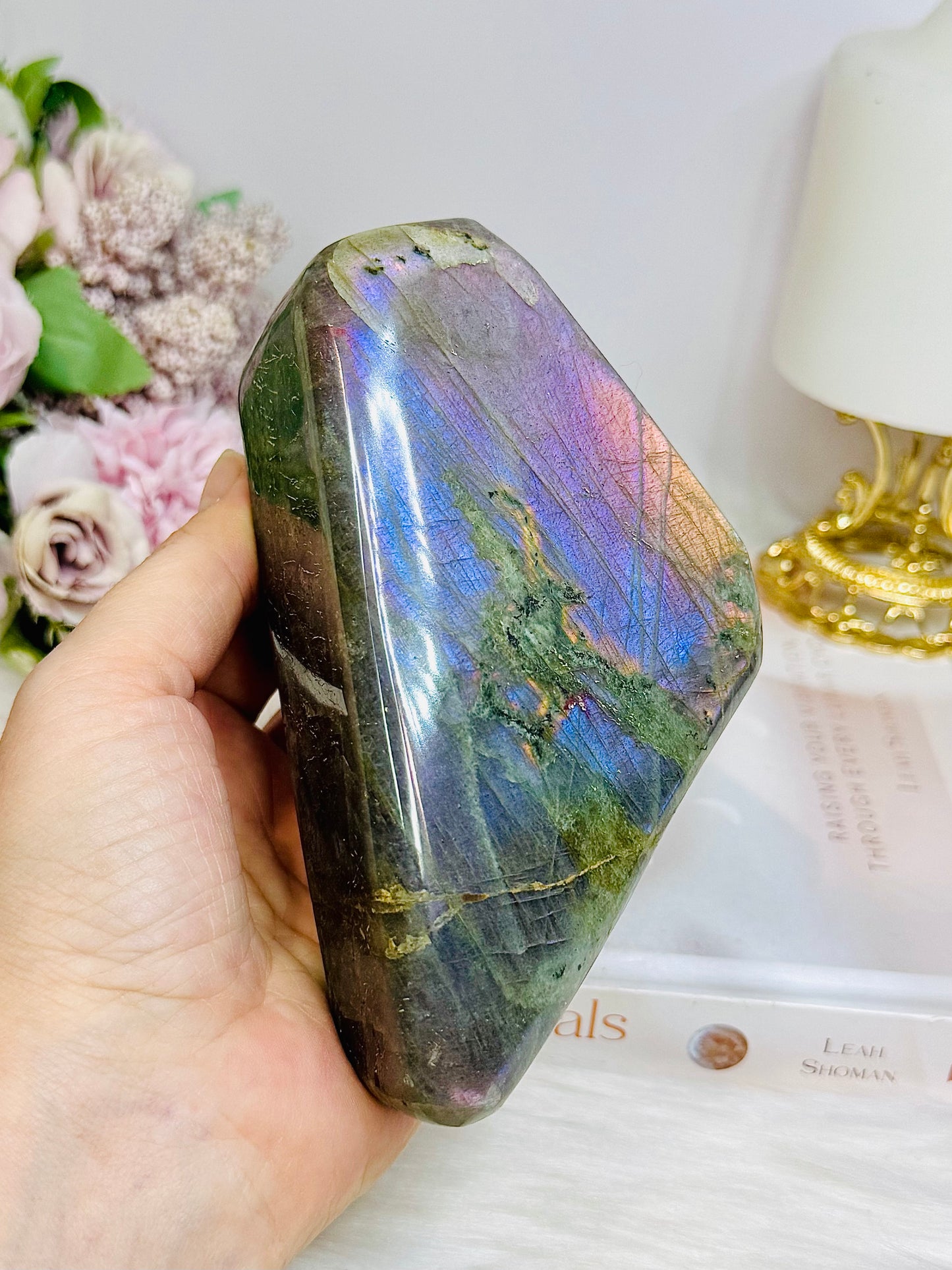Large Labradorite Freeform with Pink & Purple Flash 847g 13.5cm