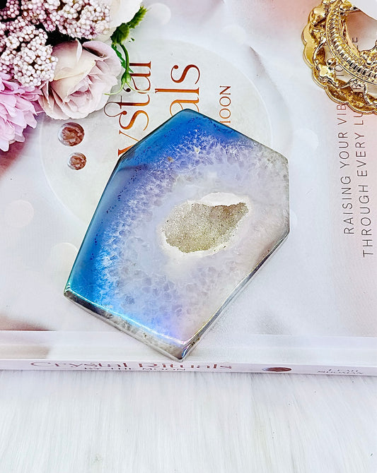 Beautiful Angel Aura Druzy Agate Coffin 9cm