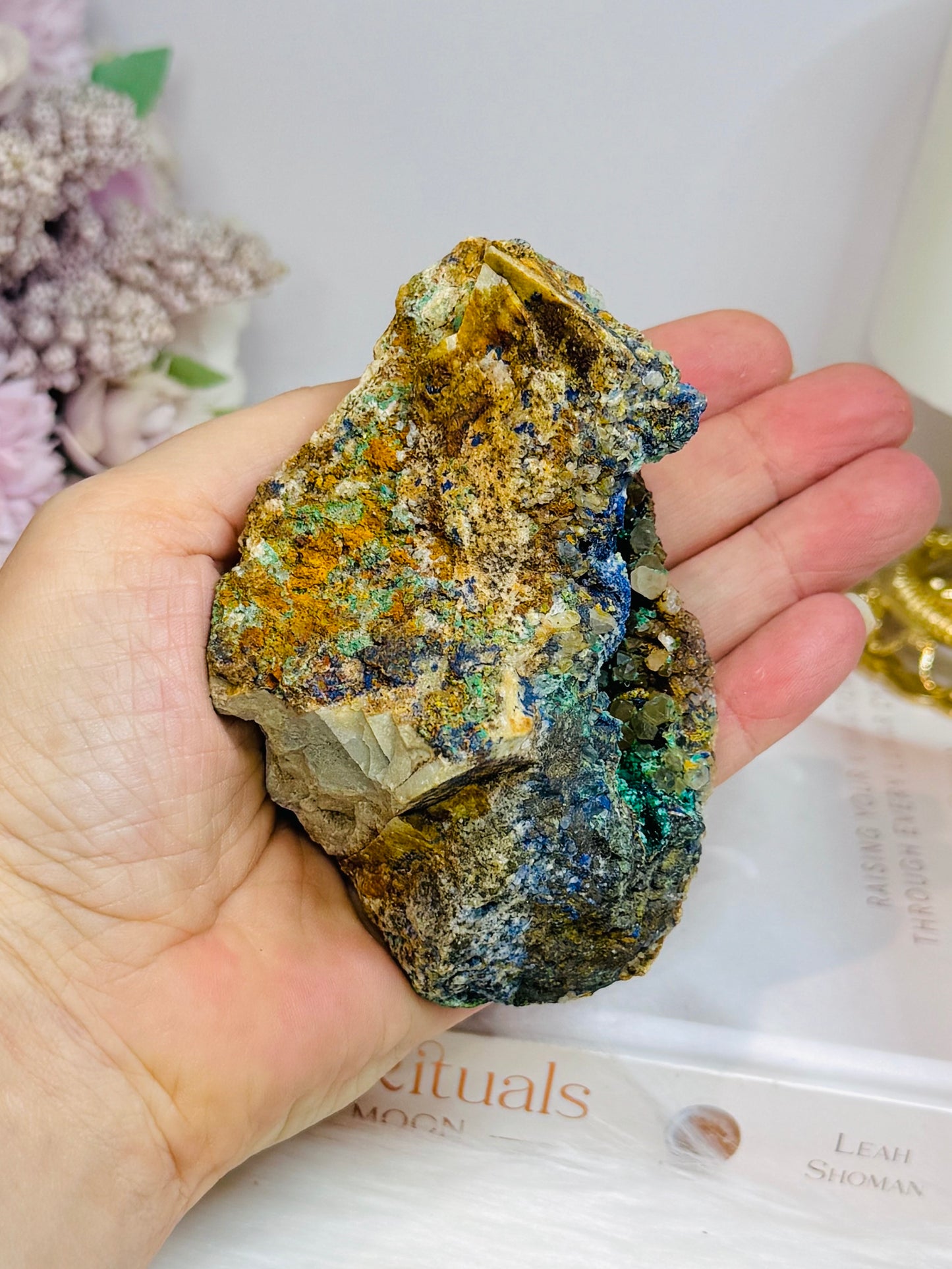 Natural Azurite with Malachite Specimen Geode 10cm 300g