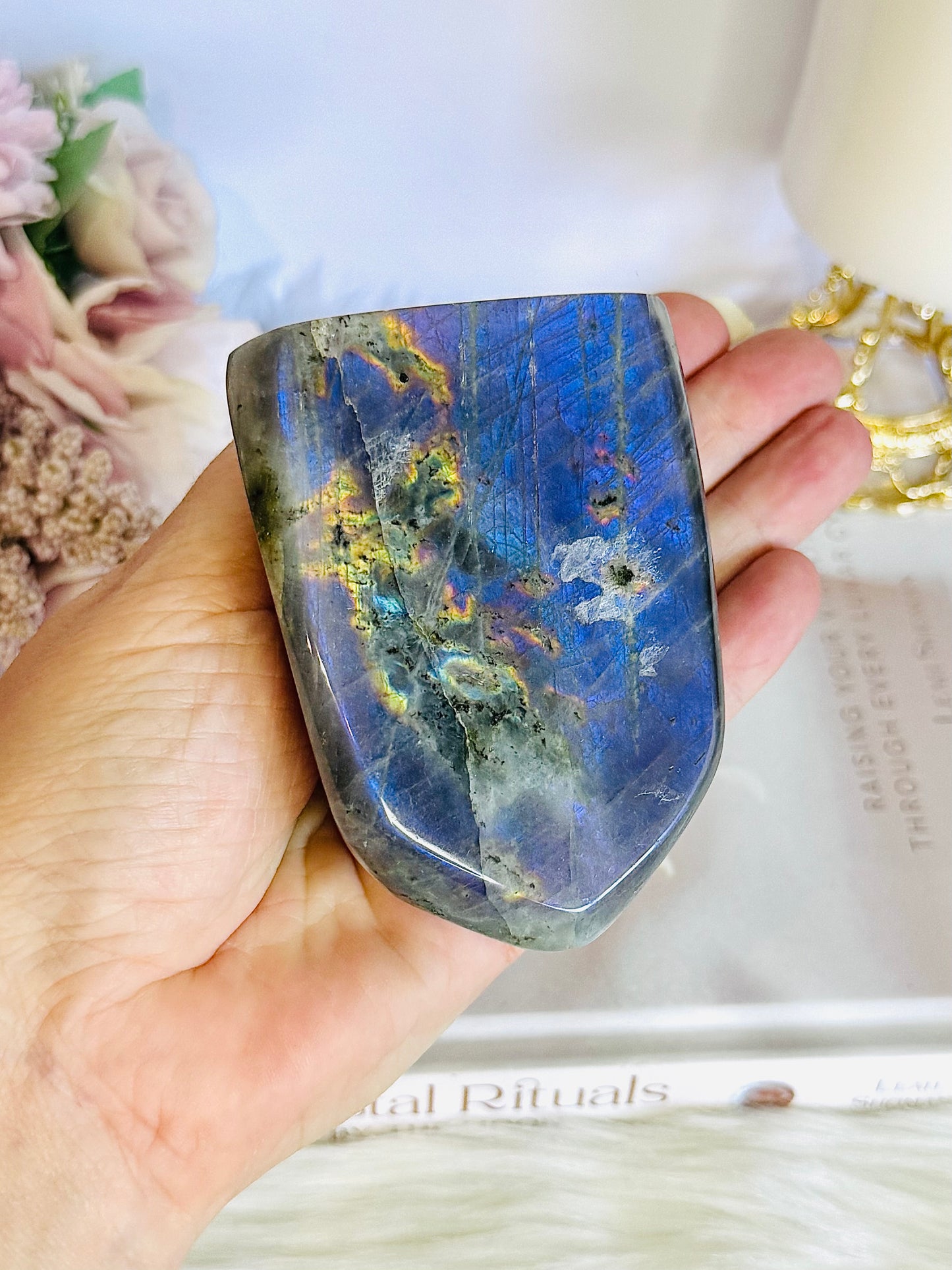 Beautiful Chunky 9cm Labradorite Freeform with Stunning Flash