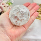 Classy & Fab Large Clear Quartz Crackle Sphere on Stand, with 4 Angel Aura Quartz Tumbles on 15cm Diamonte Mirror Tray