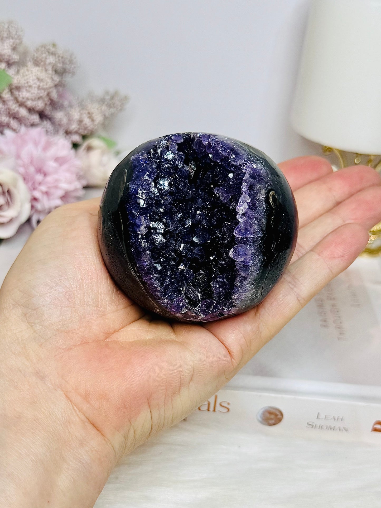 Large Druzy Amethyst Sphere on Stand 358g