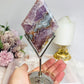 Crazy Lace Amethyst Diamond on Stand 19cm