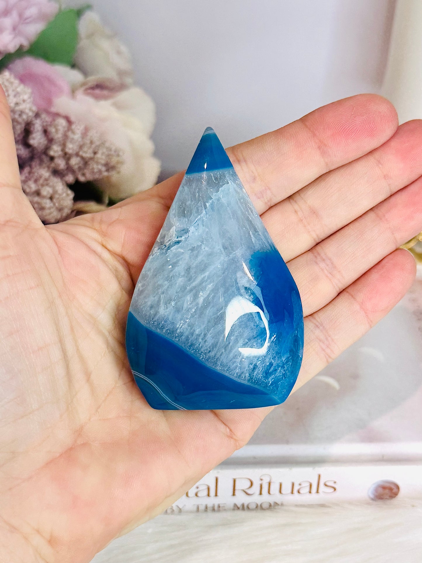 Blue (Dyed) Druzy Agate Flame | Freeform 7.5cm