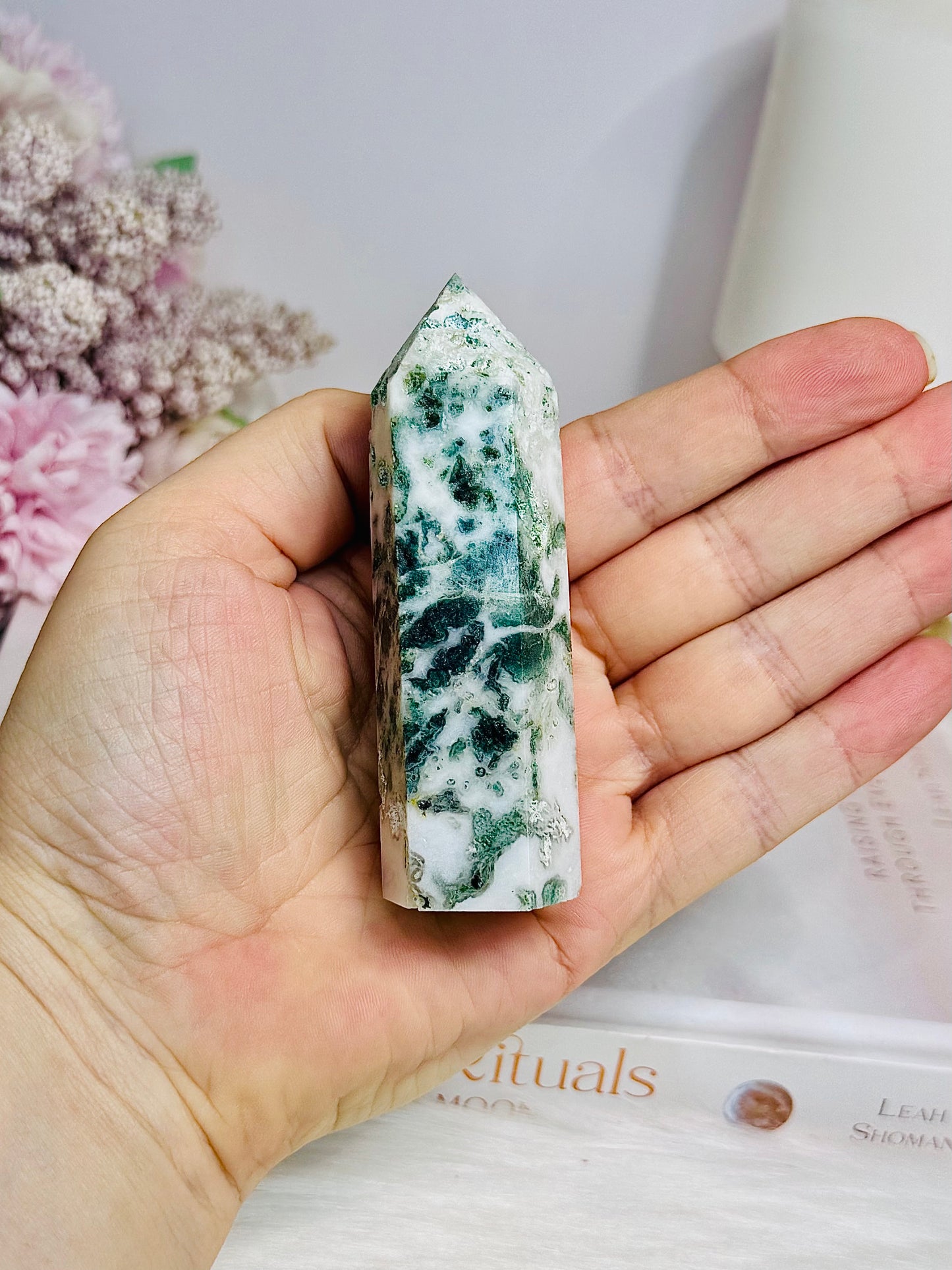 Moss Agate Tower 8.5cm