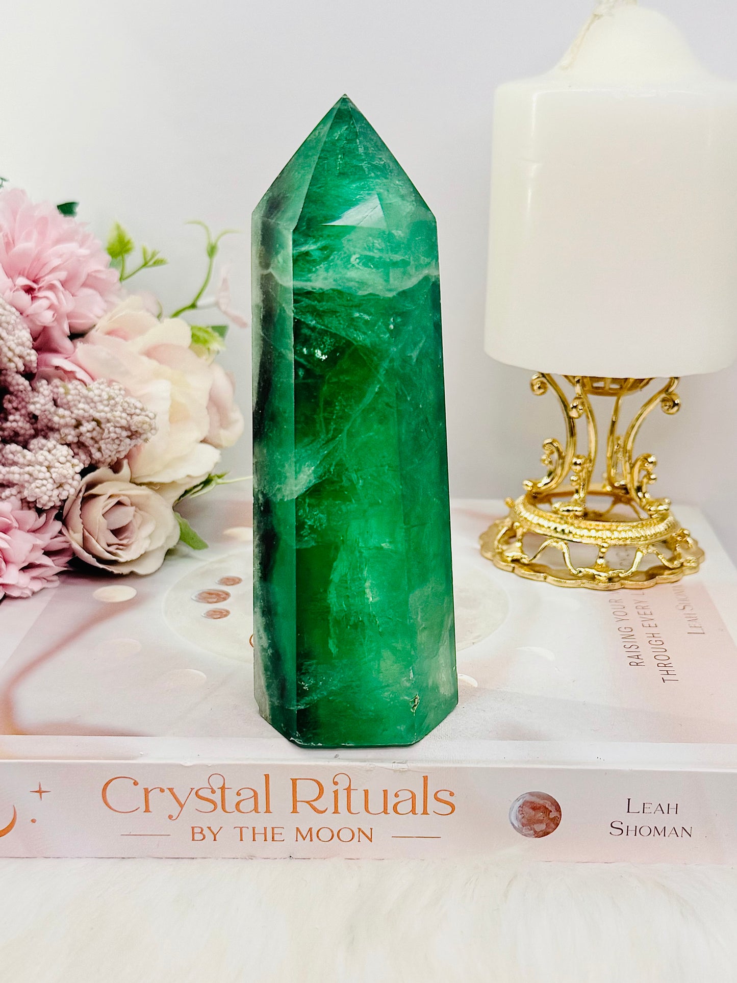 Incredible Large 456gram 14cm Green Fluorite Tower