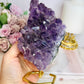Large Natural Amethyst Cluster On Gold Stand 16cm 625g