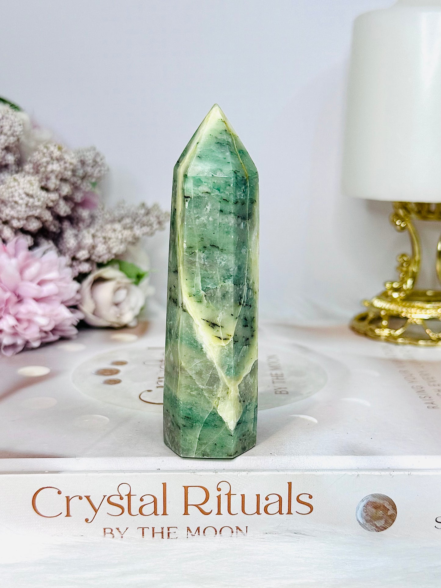 Green Dentrictic Agate Tower 10cm