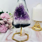 Large 20cm 1.1KG Natural Amethyst Agate Cluster Freeform on Gold Stand