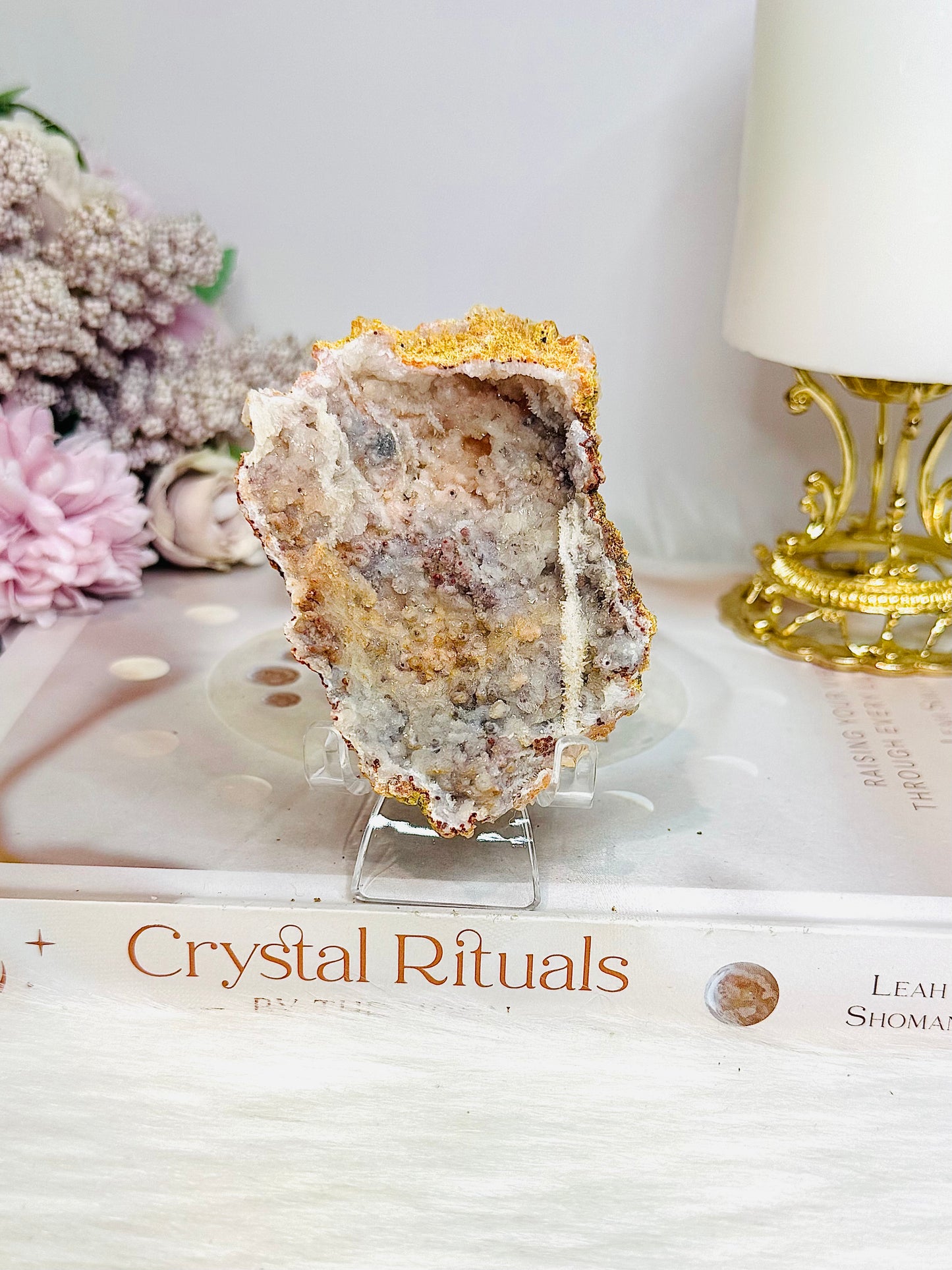 Pink Calcite Geode on Stand 10cm
