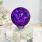 Purple Fire & Ice Crackle Quartz Sphere (dyed) On Stand 145g