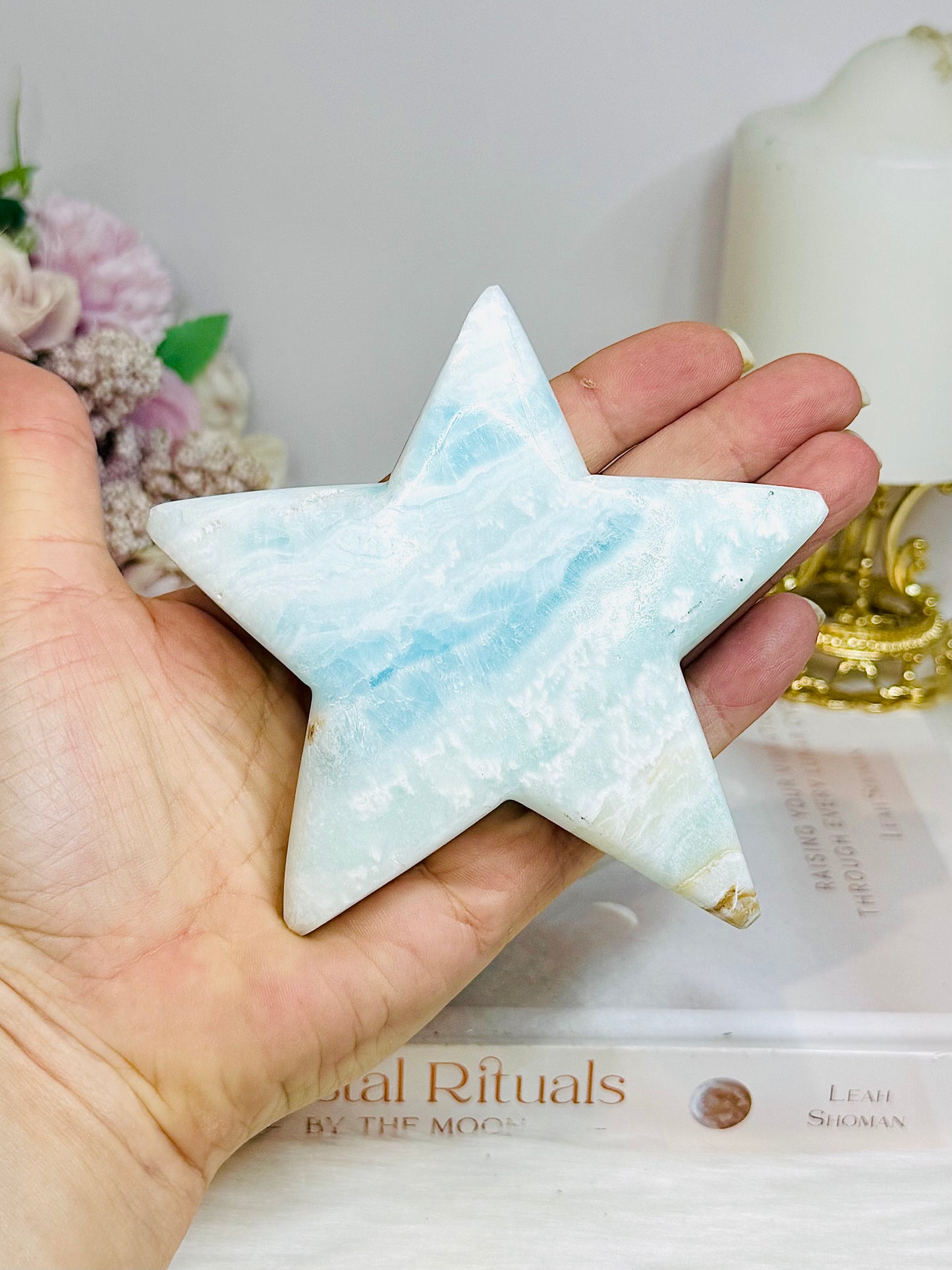 Large Caribbean Calcite Star on Stand 11.5cm