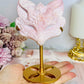 Pink Opal Carved Fox Head On Gold Stand 14.5cm