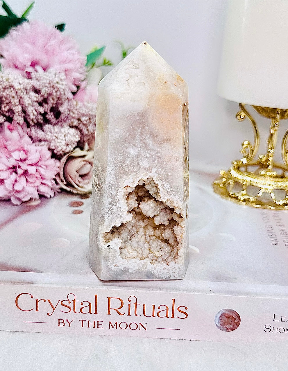 Absolutely Stunning Druzy Flower Agate Tower 11cm