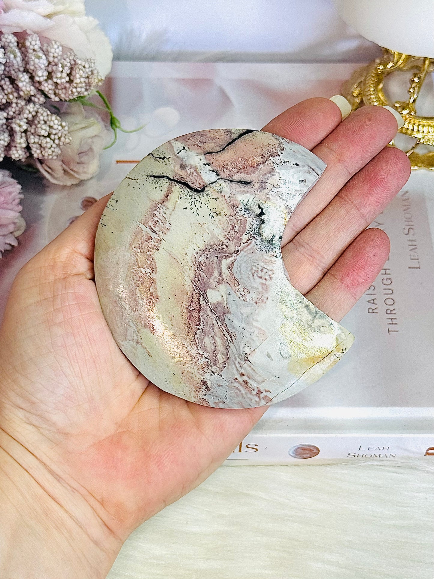 Picture Jasper Carved Moon 9cm