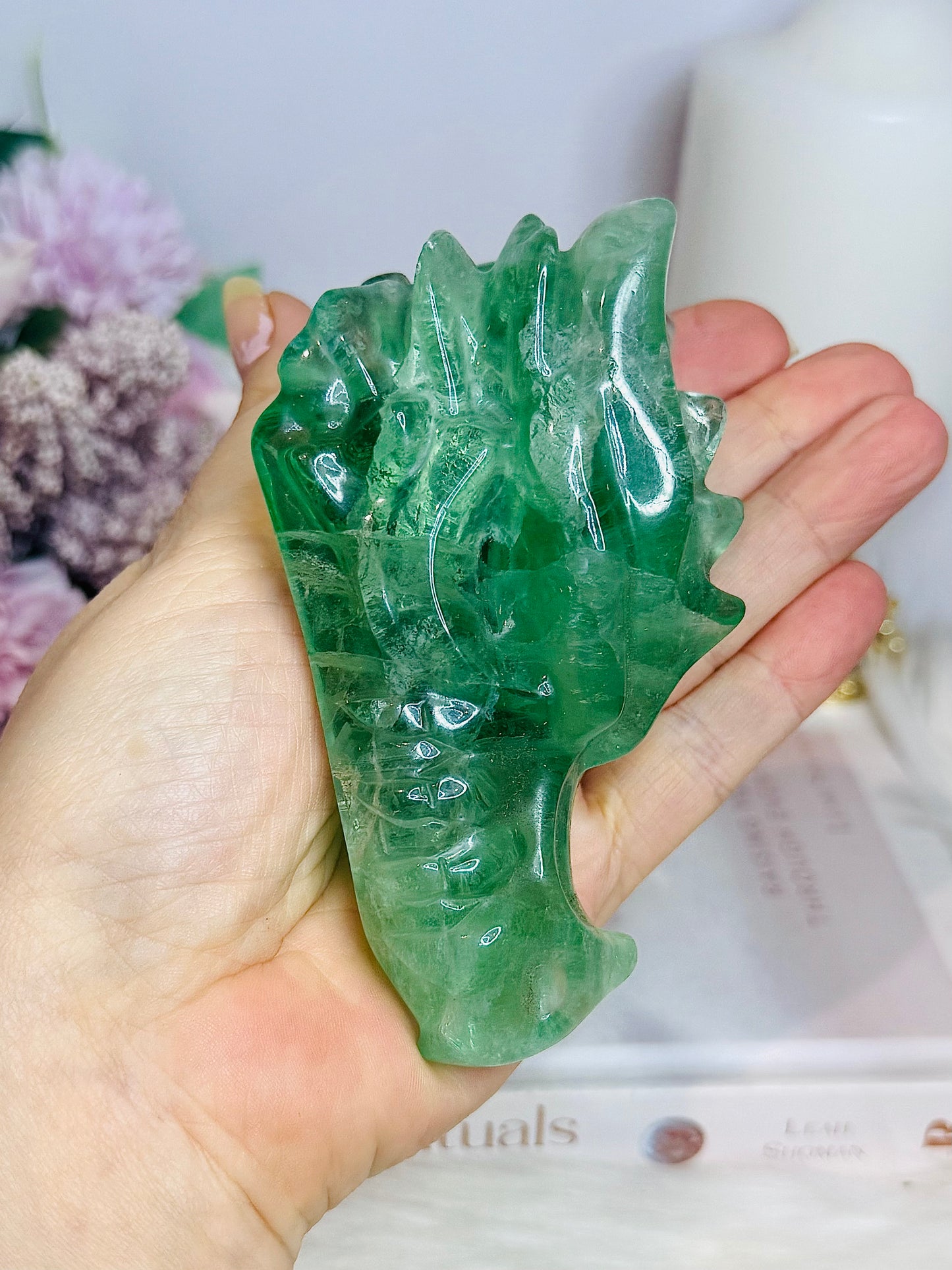 Green Fluorite Carved Dragon 9.5cm 378g