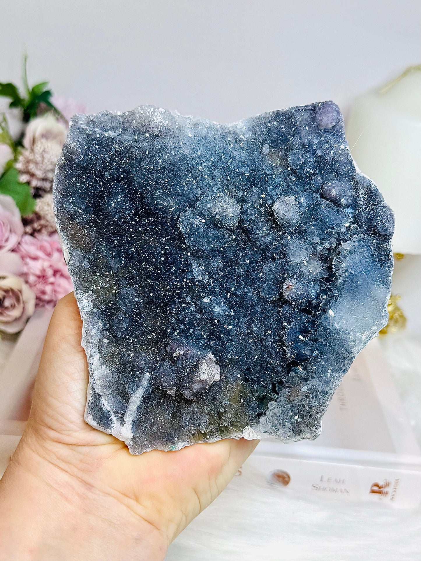 Natural Zeolite (Flower Amethyst) Slab on Stand 11cm