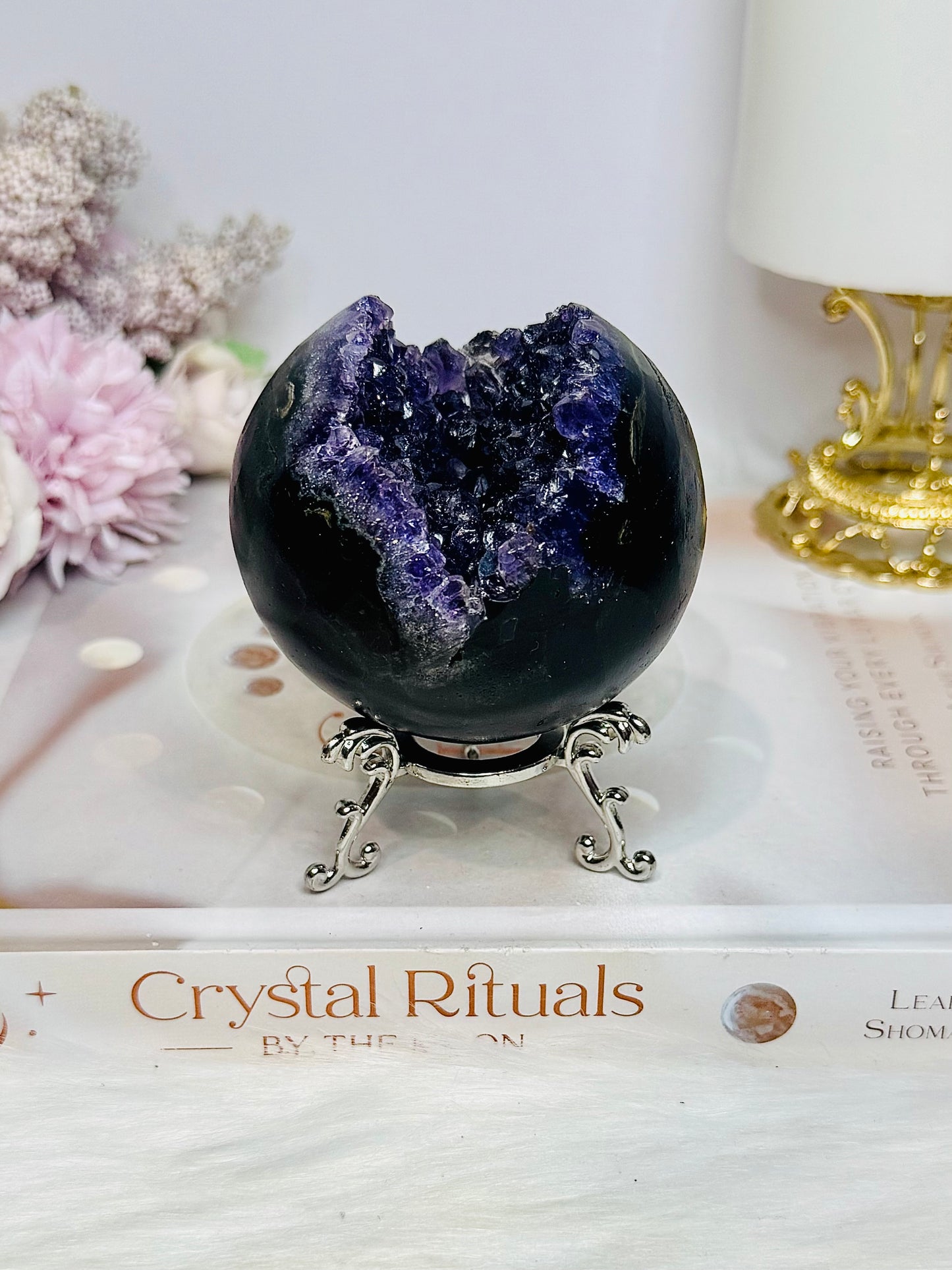 Large Druzy Amethyst Sphere on Stand 358g